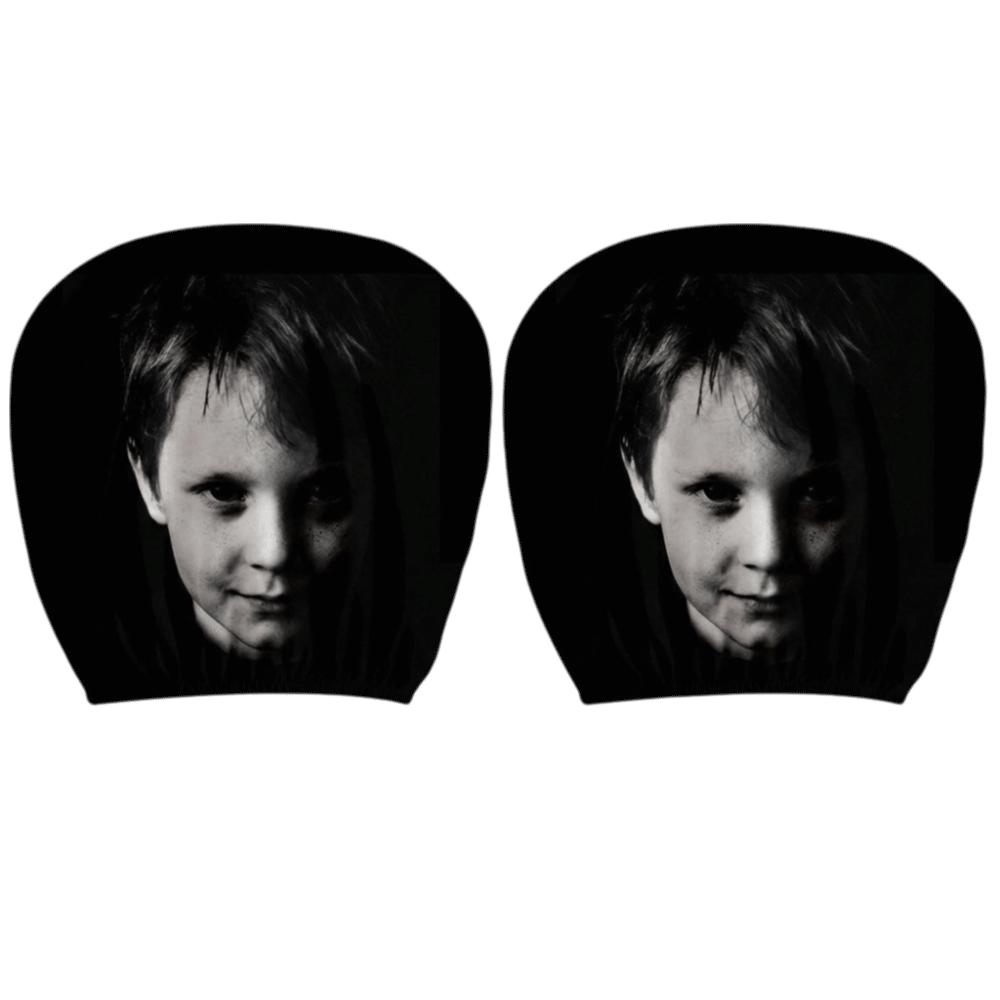 2Pcs Black Car Headrest Cover Scary Face Printing Car Headrest Protector Car Seat Cover  Halloween