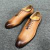 Fashion New Men Oxfords Shoes Brown Yellow Round Toe Lace-up Business Handmade Dress Shoes  Size 38-46