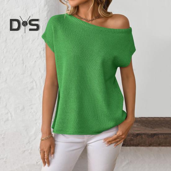 Женские топы с коротким рукавом и воротником-стойкой, однотонные футболки, весна-лето, эластичные пуловеры, топы на каждый день