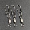 50pcs/lot Fishing Connector 2# 4# 6# 8# 10# Pin Bearing Rolling Swivel Stainless Steel With Snap Fishhook Lure Tackle