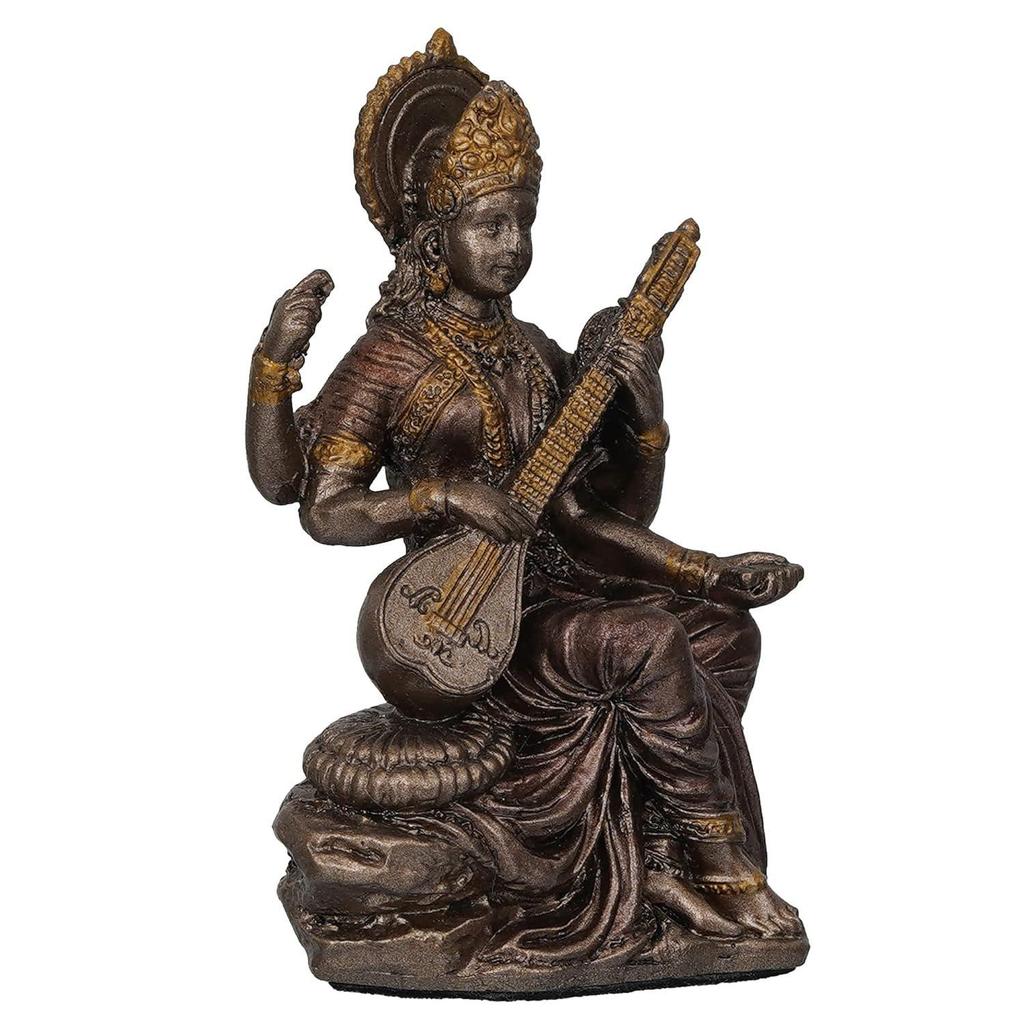 Новый идол Богини Сарасвати, играющий Вину - Мурти Сарасвати для домашнего храма, комнаты для пуджи, школьной библиотеки, для подарка или декора домашней школы