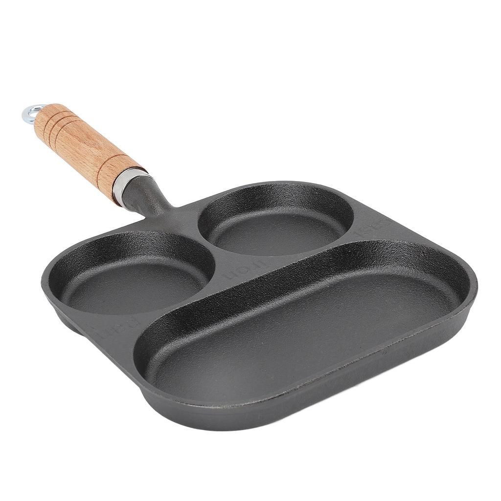 Breakfast Pan 3 Section Egg Frying Pan Non Coating Divided Grill Frying Pan Fast Heating Thicken Pan
