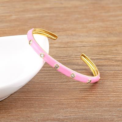 Nidin Fashion Zircon Cuff Bangles Bracelet for Women Cubic Zirconia Gold Plated Dripping Oil Beach Vacation Jewelry Party Gifts