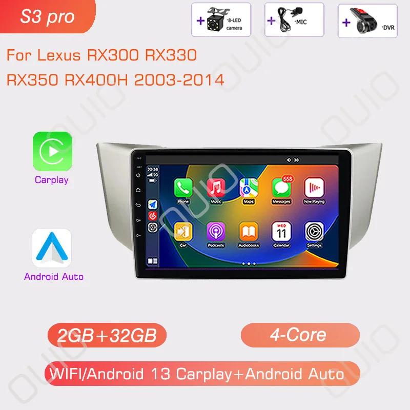 4G Android 13 Radio For Lexus RX300 RX330 RX350 RX400H 2003-2014 Car Stereo Multimedia Player Carplay Auto GPS Navigation