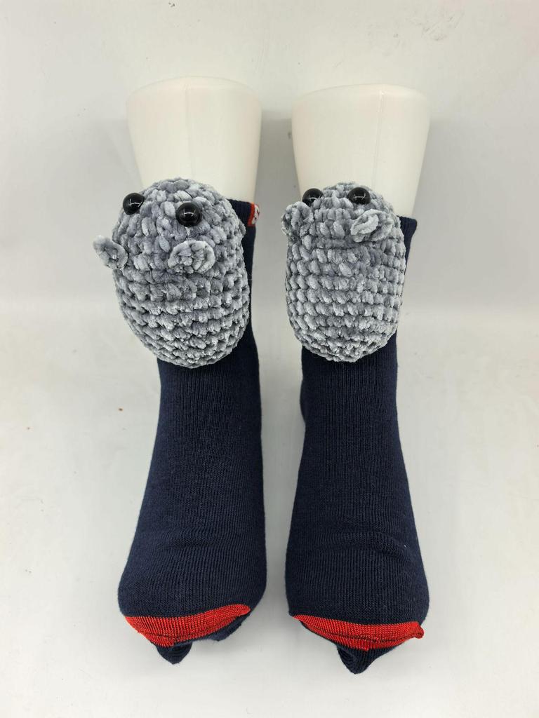 Уютные рождественские вязаные носки с животными - Теплые и милые для осени и зимы