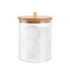 Cotton Swab Storage Box Makeup Organizers Qtip Container Cosmetic Small Change Jewelry Storage Box Bamboo Lid Jar Home Storage