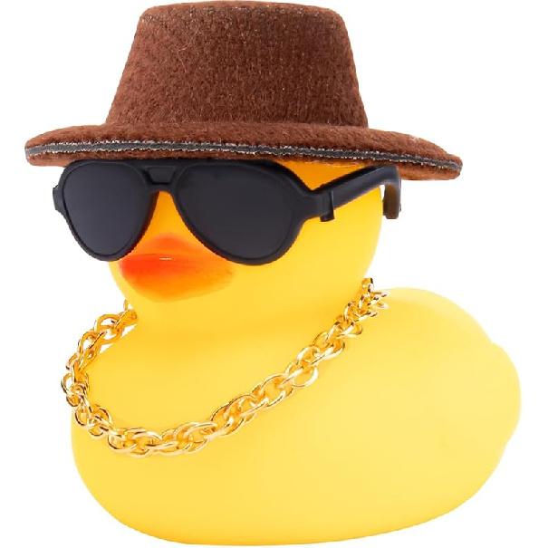 wonuu Rubber Duck Car Ornaments Yellow Duck Car Dashboard Decorations with Propeller Helmet for Christmas Decor and Home Decorations for Adults