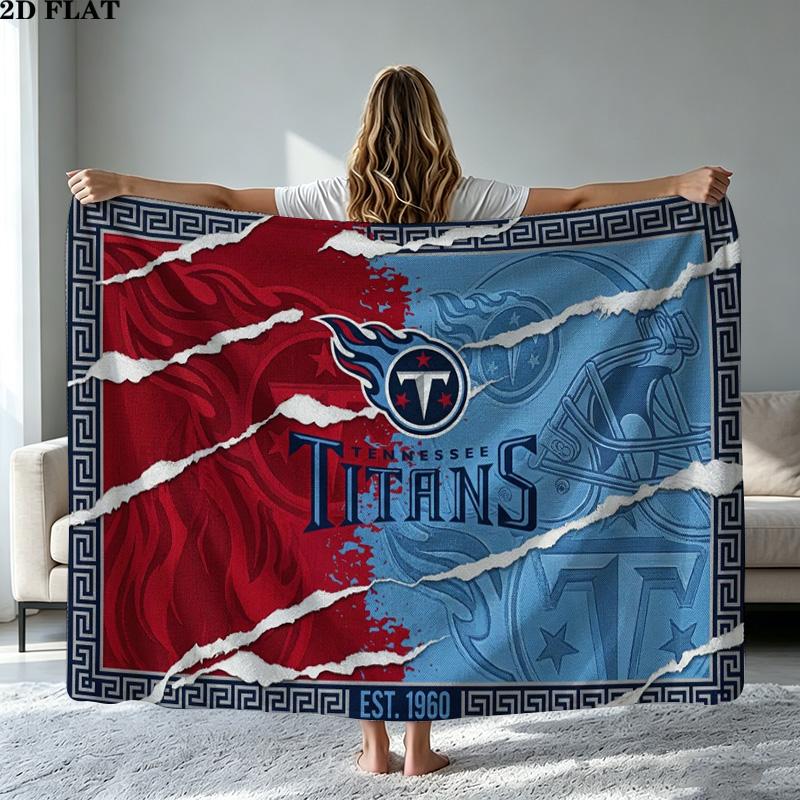 Tennessee Titans logo Print Flannel Blanket High Quality Warm Comfortable Cover for All Seasons Perfect for Gifts Home Decor