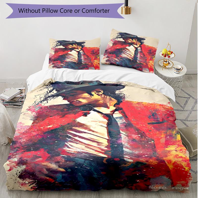 3pcs Duvet Cover Set (1*Duvet Cover + 2*Pillowcase, Without Core), Michael Jackson Print Soft All‑Season Bedding Set, Home Bedroom Decor Gift
