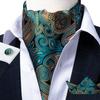 Floral Cravat Tie Green Paisley Ascot Tie for Men Luxury Jacquard Woven Silk Tie for Business Dibangu