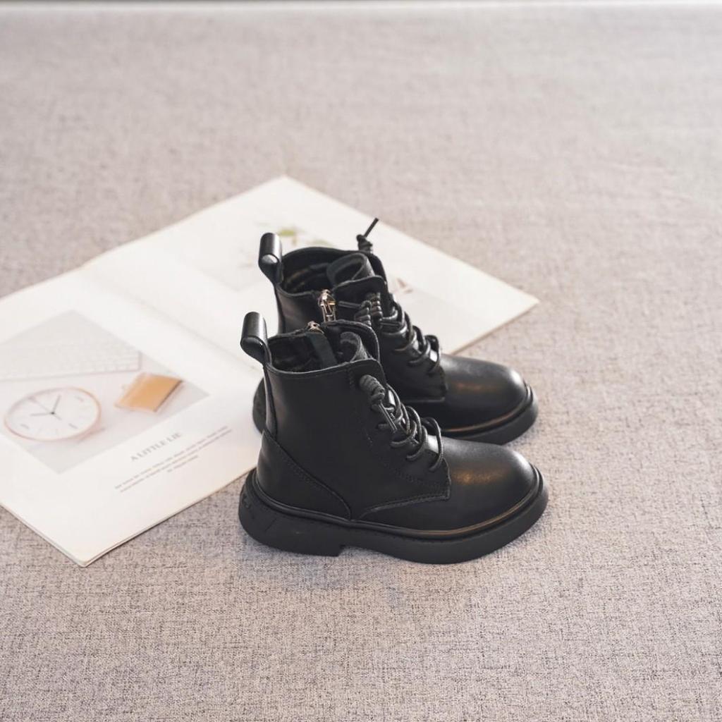 Детский Доктор. Черные ботинки Martens - Британский стиль, С подкладкой из флиса, Короткие ботинки для детей на весну/осень