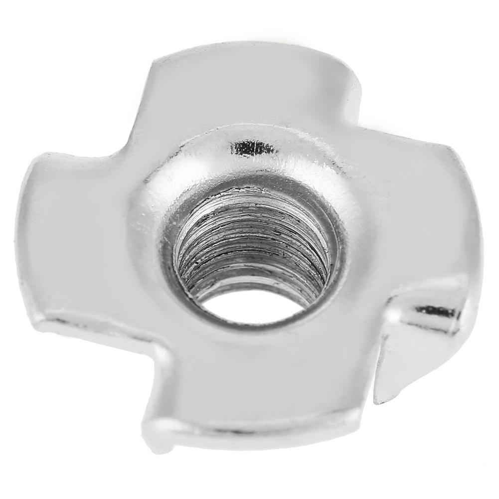 100 шт. оцинкованная углеродистая сталь Т-образная гайка с четырьмя зубцами для деревообрабатывающей мебели (М6)