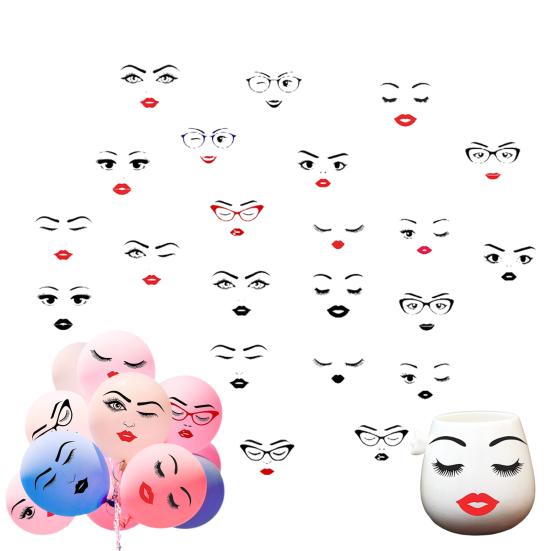 6 листов наклеек для лица губы глаза брови нос наклейки самоклеящиеся наклейки для лица женщины для поделок своими руками цветочные горшки украшение для праздничной вечеринки
