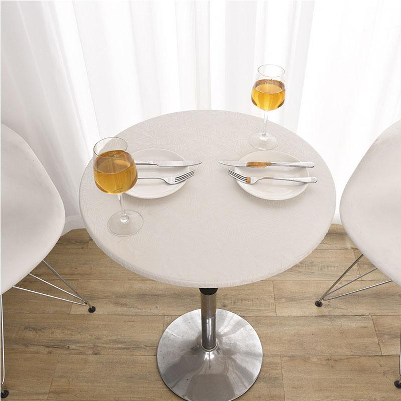 Round Waterproof Table Cover Cloth Protector Polyester Tablecloth Catering Fitted Table Cover with Elastic Edged