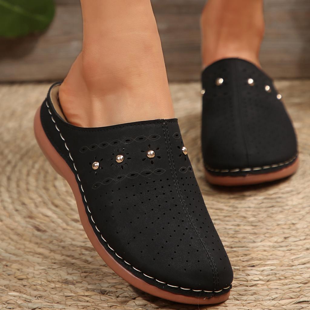 Lightweight Wedge Heel Mules Slippers Women Summer Hollow Out Slides Shoes Woman Plus Size Thick Sole Outdoor Sandals Female