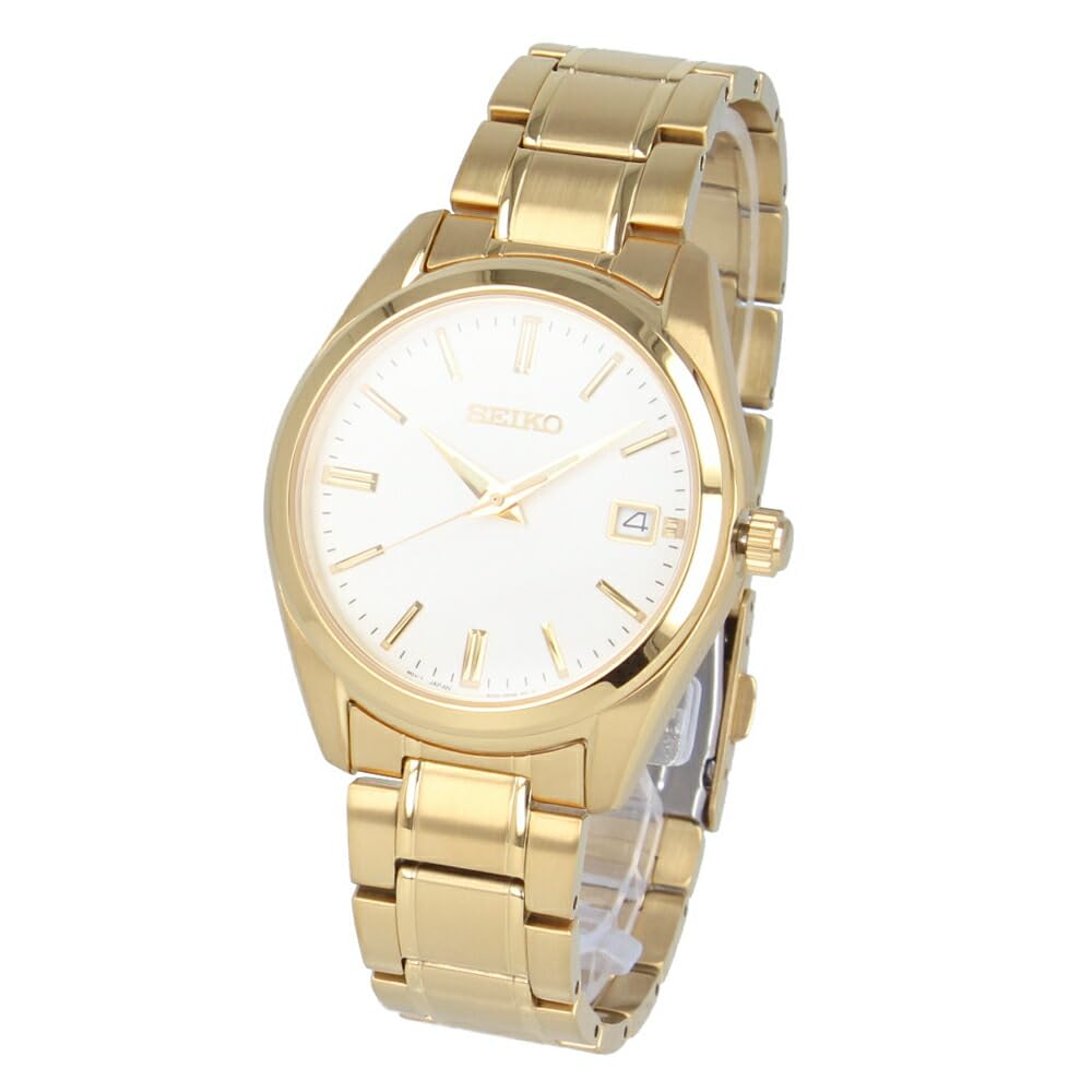 SEIKO Men's Three-Hand Quartz Watch Gold/White, Stainless Steel - SUR314P