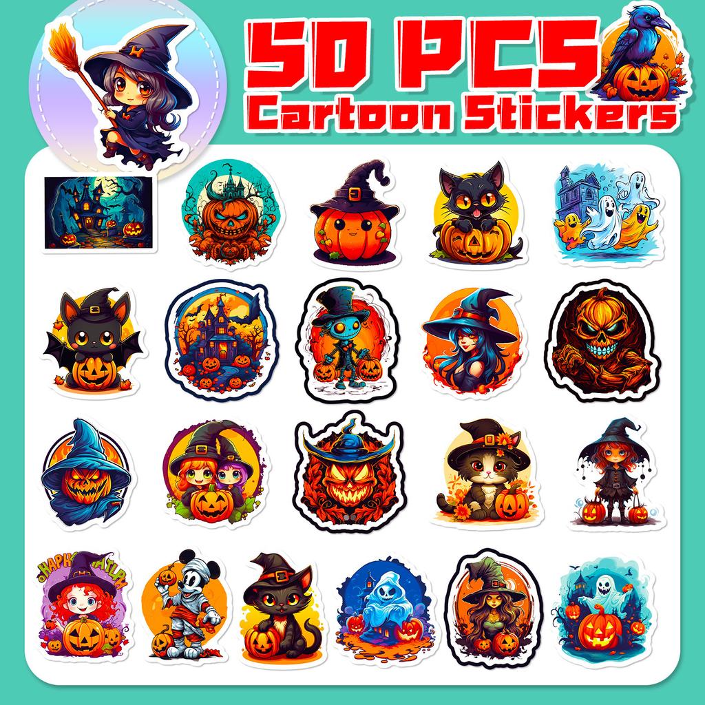 50 Halloween Halloween Pumpkin Witch Sticker Sticker Shein Horror Halloween