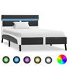 LED Bed Frame Grey Faux Leather 90x200cm - VIDAXL - Contemporary Design - Slatted