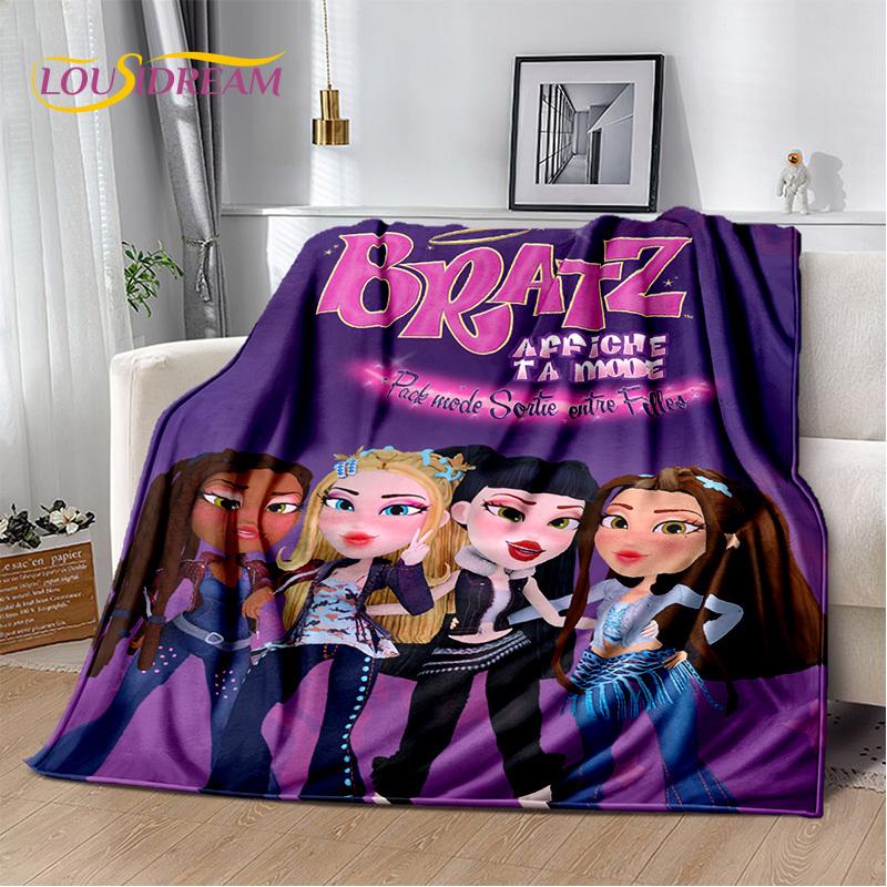 Мультяшная кукла Bratz Детские 3D-печатные мягкие одеяла, Теплое плед-покрывало, Удобное одеяло для пикника, кроватей, дивана, дома, спальни