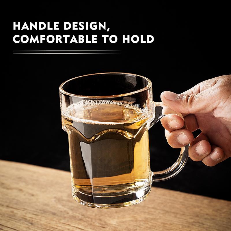 Шестигранная пивная стеклянная кружка с ручкой, большая кружка для чая, кофе, рутбира, кружки для ресторана, бара, дома