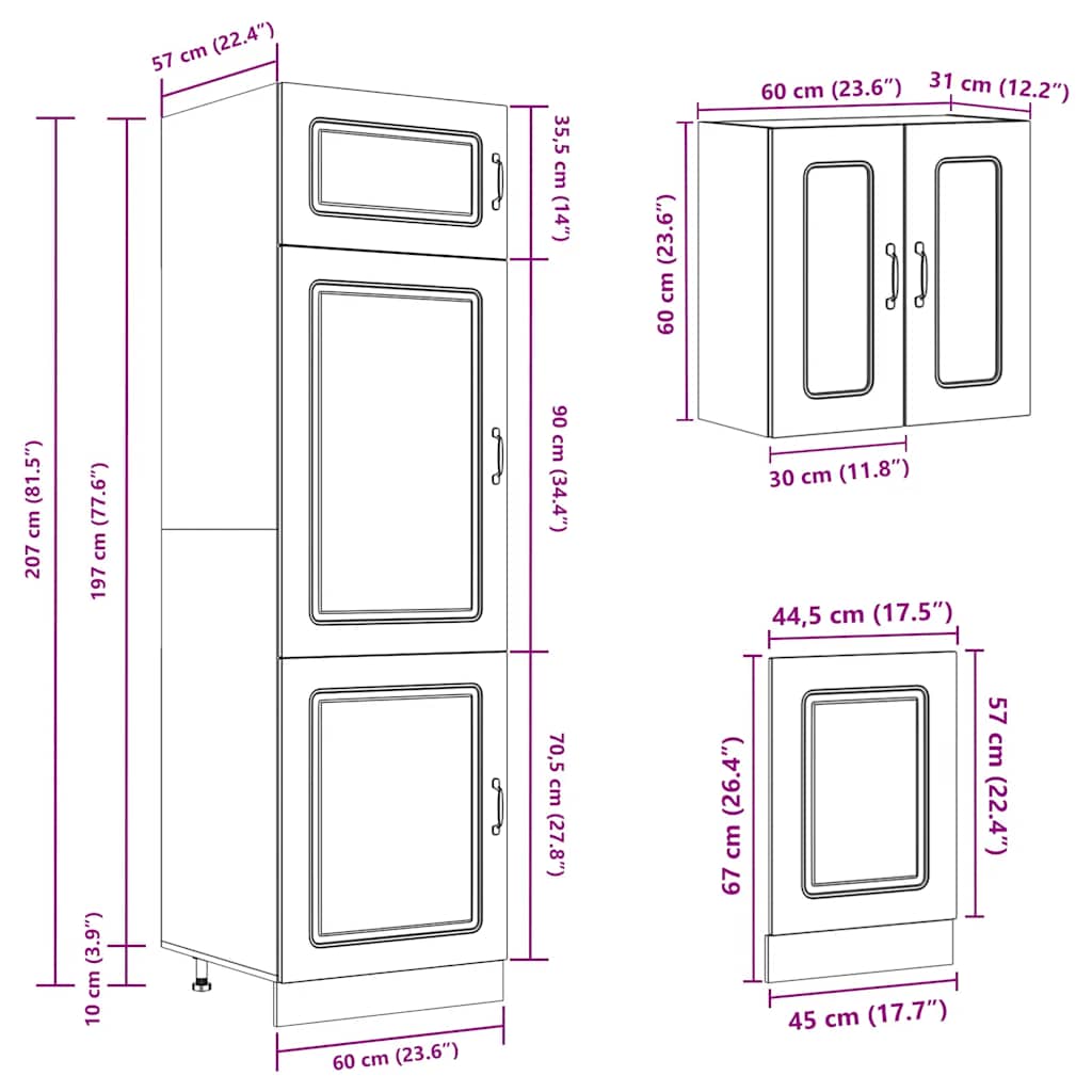 8 Piece Kitchen Cabinet Set Kalmar Smoked Oak Particleboard