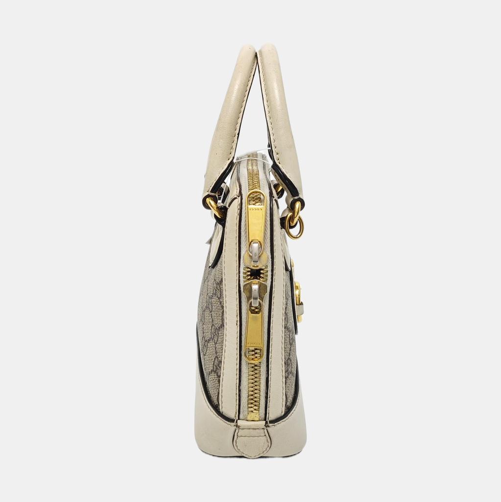 [Pre-Owned] Gucci Horsebit 1955 Mini Top Handle Bag 'GG Supreme/White' - Fair #1BSHVTV