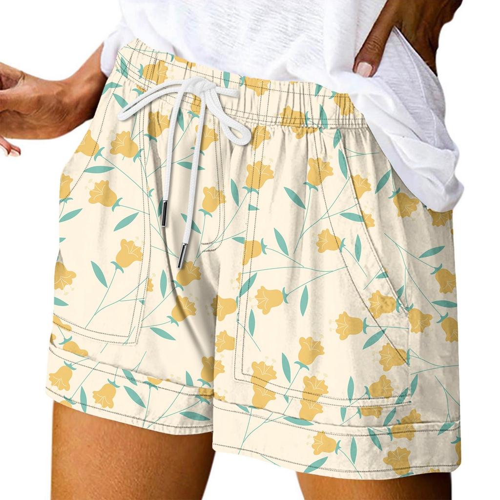 Женские повседневные летние эластичные пляжные шорты с принтом повседневные шорты