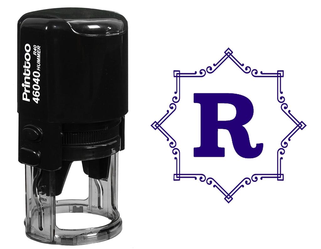 Printtoo Office Стационарный восьмиугольник Celtic Swirl Border R Alphabet Monogram Initial R-40 Self Inking Rubber