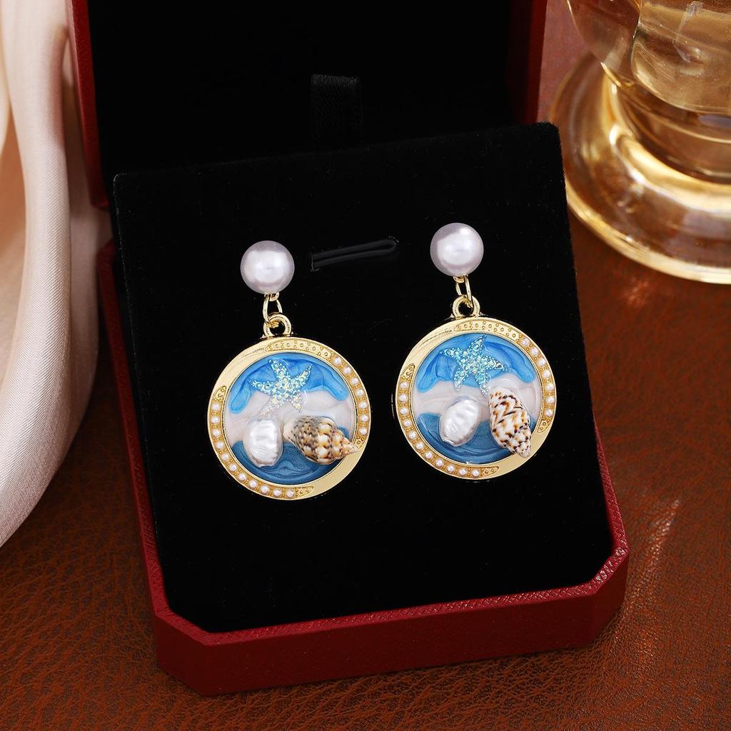 Серьги с французским жемчугом и цветком ракушки — легкая роскошь, винтаж, элитный, натуральный, свежий дизайн