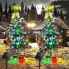 Solar Christmas Tree Decorations Outdoor Lights 1 Pack With30 LED 22 Xmas Ornaments 3 Lighted Gift Boxes 8 Modes 30Inch Mini Prelit Christmas Tree