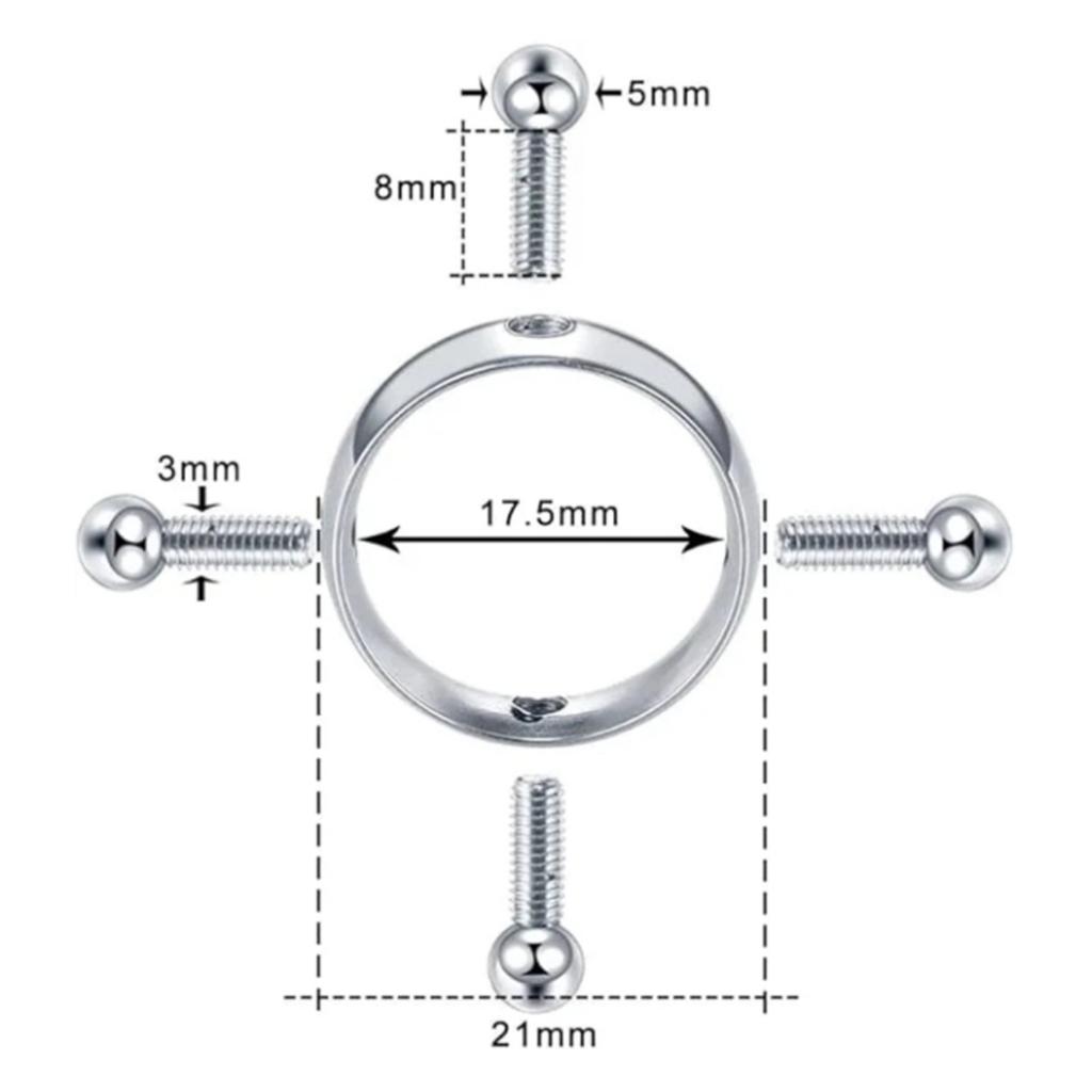 2PCS Silver Adjustable Steel Clip Body Jewelry Accessories Ring