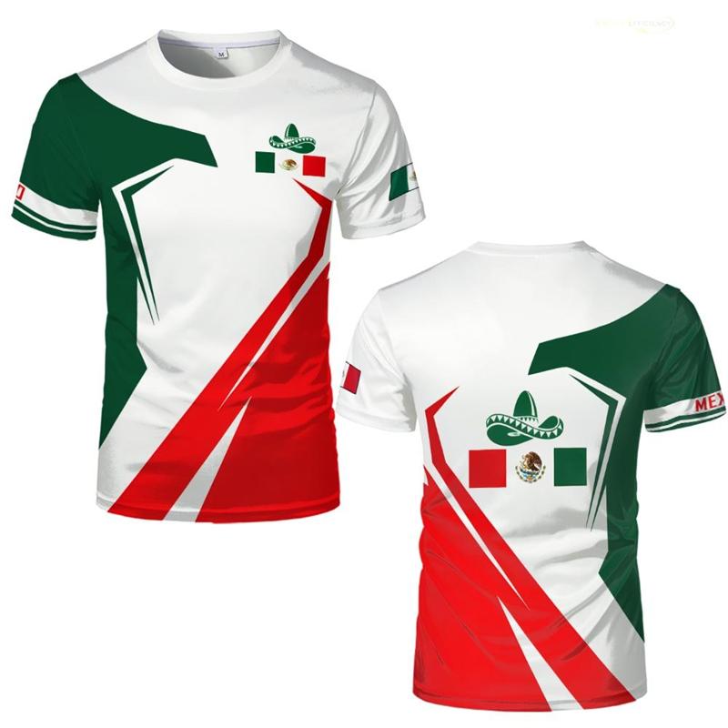 Mexican Constitution Day Pattern T-shirt Fashionable Mexican Flag and Emblem 3D Printed Top Summer Men's Casual Short Sleeve Sportswear