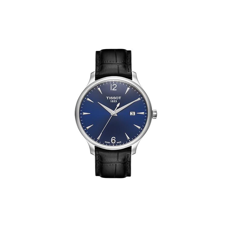 Tissot Мужские часы Junya Collection с кварцевым механизмом, 42 мм, синий циферблат, корпус из нержавеющей стали, ремешок из натуральной кожи, T063.610.16.047.00