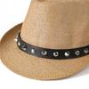 Hat Women's Summer Fashion British Top Hat Breathable Sunshade Hat Riveted Jazz Hat Men's Straw Weaving Small Hat