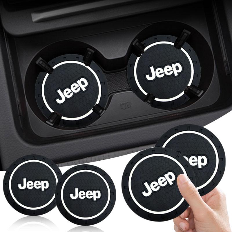 1/2pc Car Heat-resisting Coaster Silica Gel Water Cup Slot Dirt Pad For Jeep Wrangler Grand Cherokee Renegade Tyre Stem Air Caps