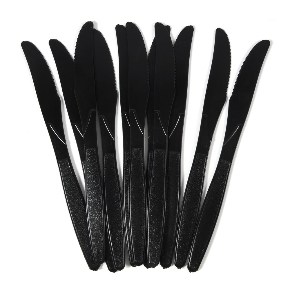 20 шт. в упаковке, черные пластиковые кухонные принадлежности из полипропилена, нож, ложка, вилка, одноразовые столовые приборы, принадлежности для дня рождения, барбекю, вечеринки