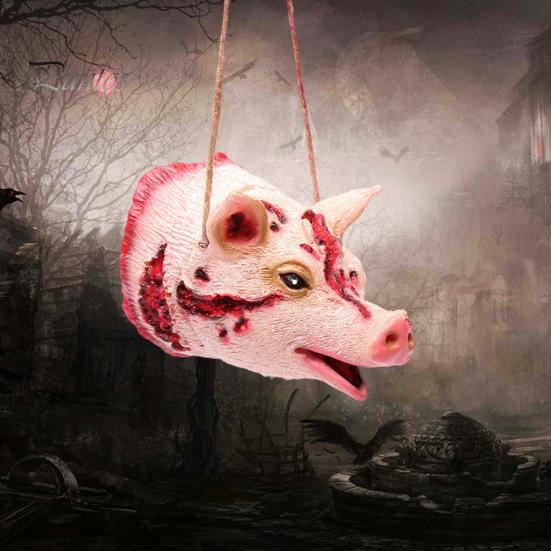 Подвеска на Хэллоуин, реалистичная, жуткая, подвесная, голова крысы, свиньи, паука, летучей мыши, украшение для дома с привидениями для вечеринки на Хэллоуин