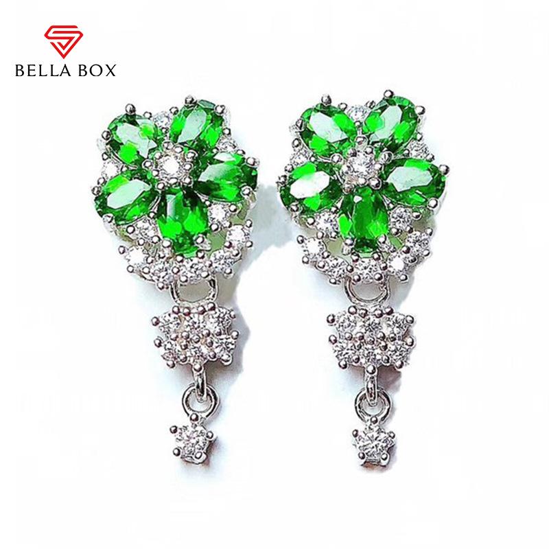 BELLA BOX Женские серьги-капли с цветком в форме зеленого циркона, женские модные ювелирные изделия, вечерние свадебные подарки