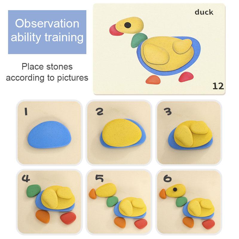 Non-Toxic Children 3D Puzzle Montessori Toys Rainbow Pebbles Logical Thinking Game Kids Painting Sensory Learning Toys For 3-6 Years Old