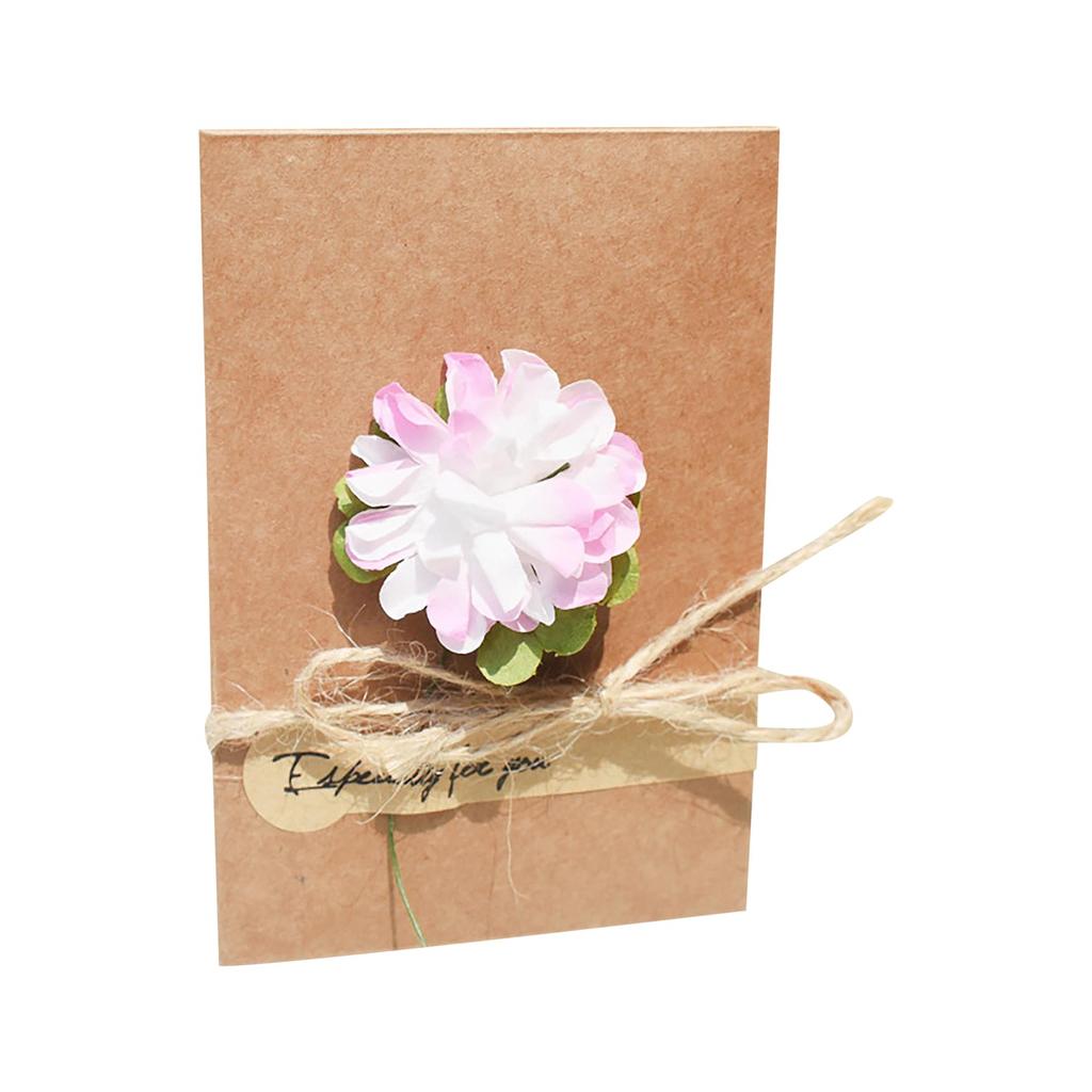 Creative DIY Cowhide Handmade Dried Flower Greeting Card Valentine's Day Teacher's Day Blessing Flower Card