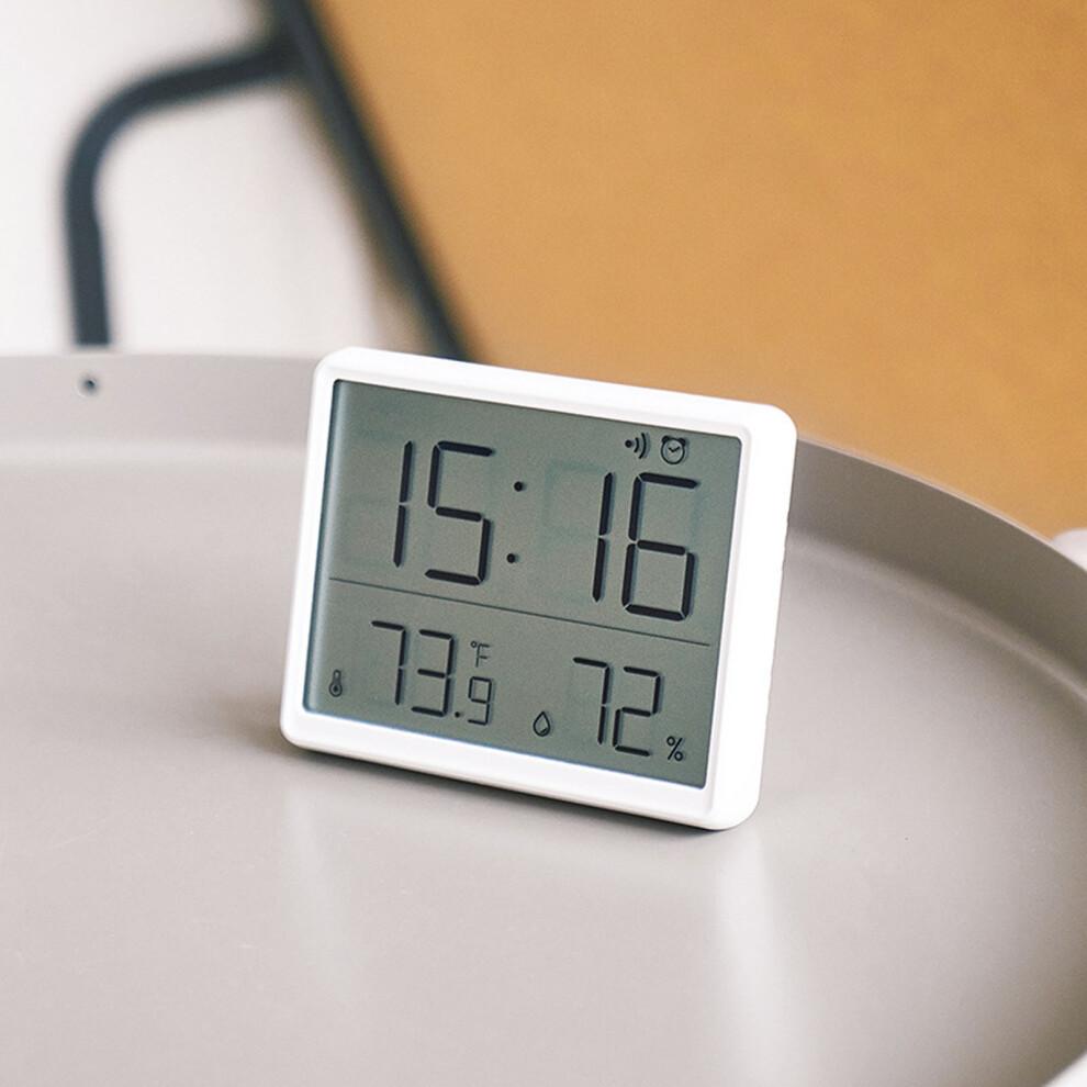 Digitaler Wecker mit LCD-Bildschirm, Temperatur & Luftfeuchtigkeit, Weiß 8218