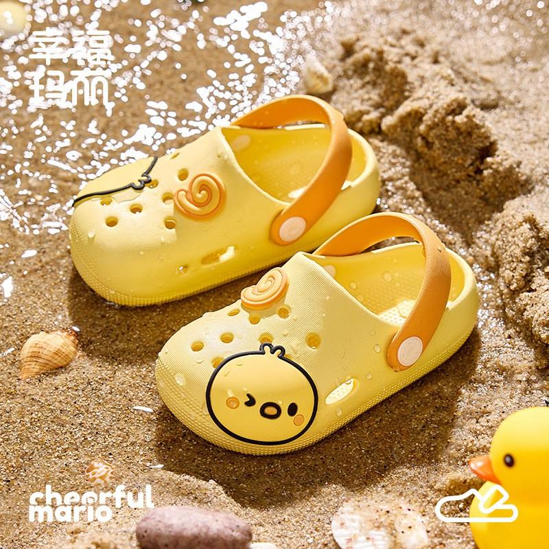 Kids Cartoon Clog Sandals Girls Non-Slip Outdoor Footwear In Yellow Gray Lavender Mint