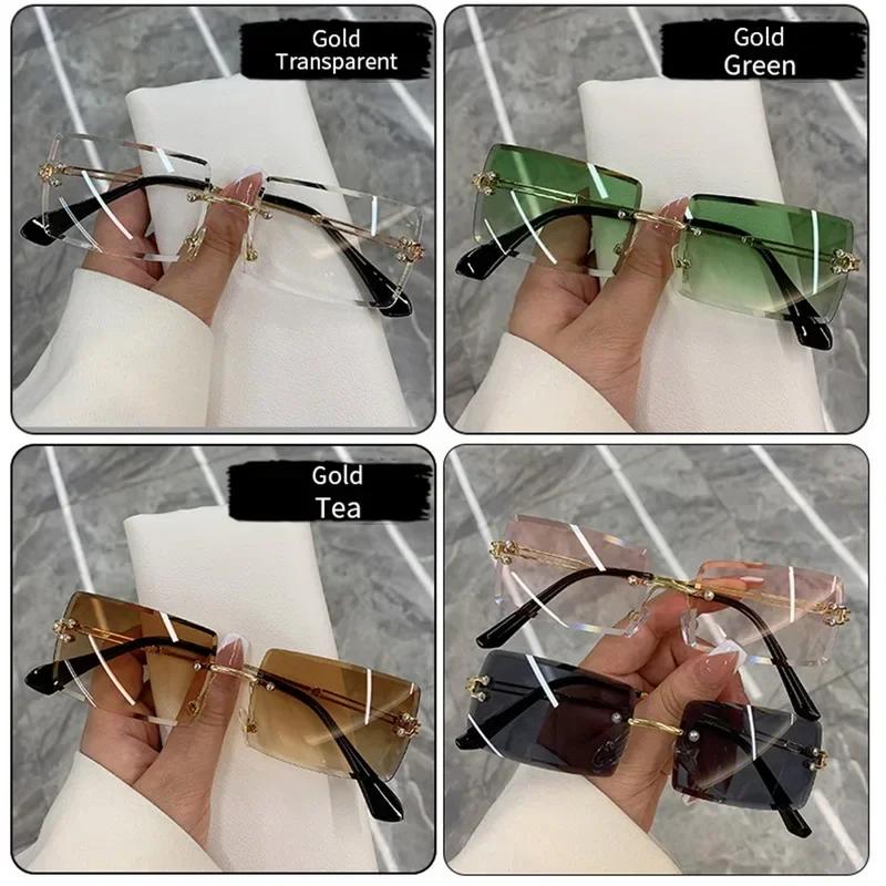 Unisex Small Rimless Sunglasses Man Woman Fashion Gradient Sun Glasses Eyewear Retro Luxury Brand Designer Traveling Shades