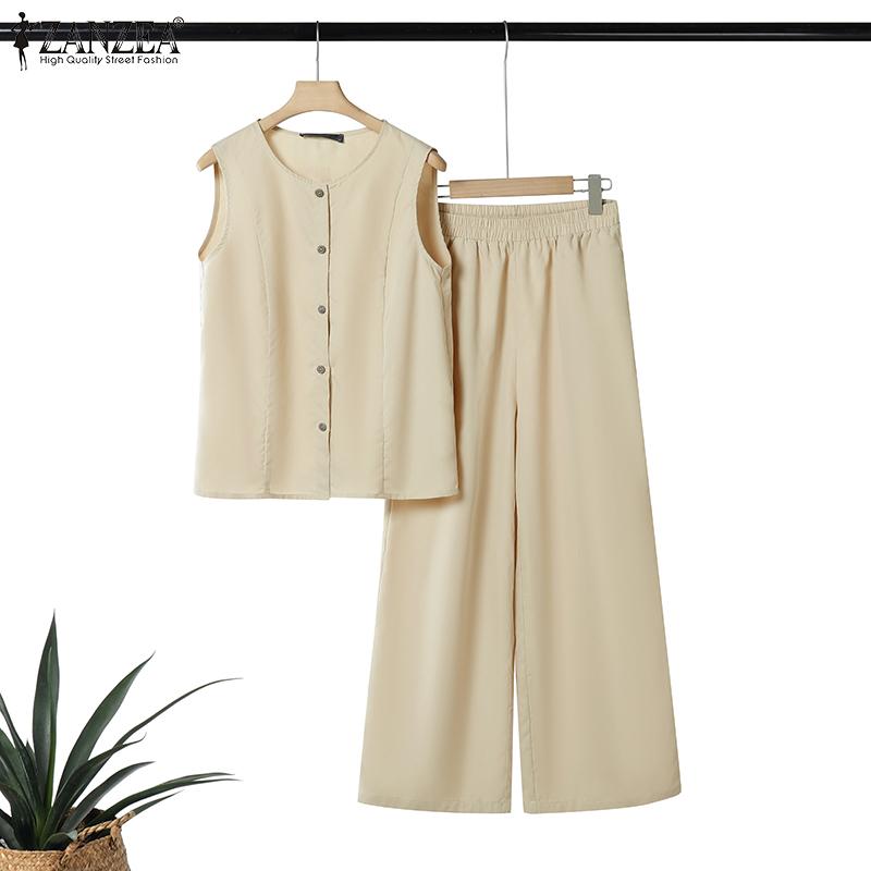 ZANZEA Женские повседневные комплекты из двух частей: майки без рукавов и брюки