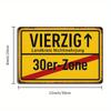 German "Forty" Sign - 20x30cm Retro Metal Art for 40th Birthday Celebrations