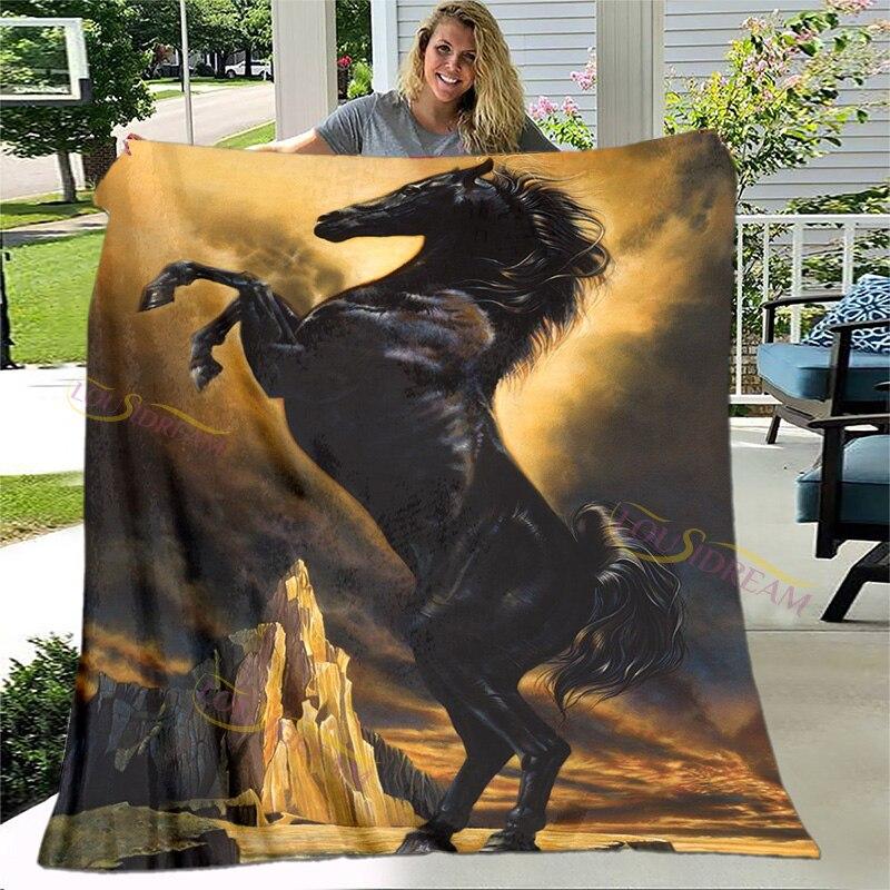 3D одеяло с скачущими лошадьми, фланелевое плюшевое одеяло для детей, одеяло из шерпа для девочек, пододеяльник для дивана, дорожное одеяло