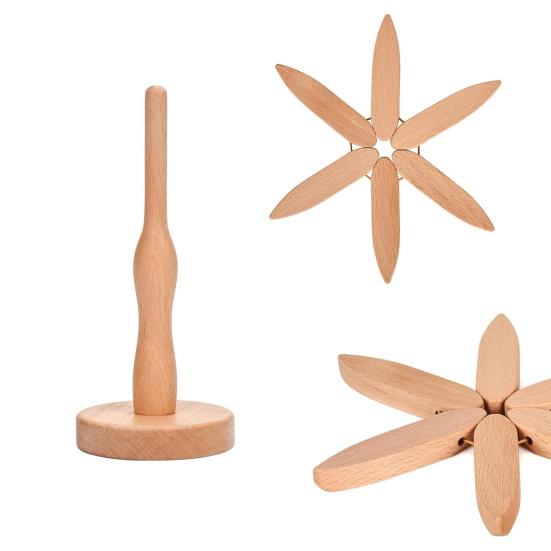 1 Set Christmas Tree Coaster with Base 4 Layers Tree Shape Wooden Trivet Anti-scald Heat