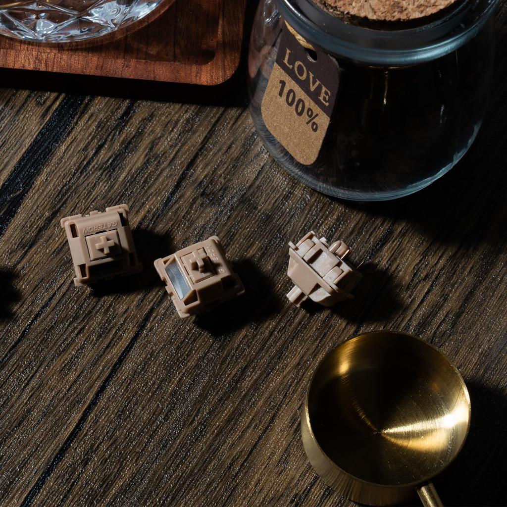 GATERON Smoothie Keyboard Switches, Linear RGB LED 5-Pin White 22mm Dual-Stage Spring Factory Pre-Lubricated 40gf Full POM Key Switches for MX