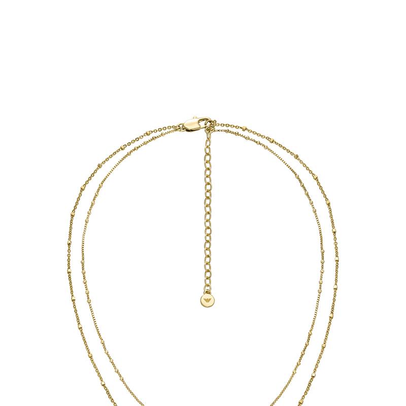 Emporio Armani Серия Жемчуг Двойная Цепь Многослойный Дизайн Легкое Универсальное Ожерелье Женское ожерелье Золотая Латунь EGS3273710