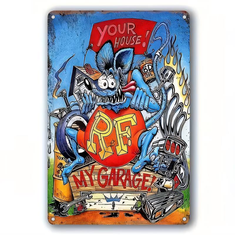 Tin Sign Wall Art Your House Are My Garage Cartoon Graffiti Style Metal Plaque Funny Home Decor Retro Vintage Poster for Garage